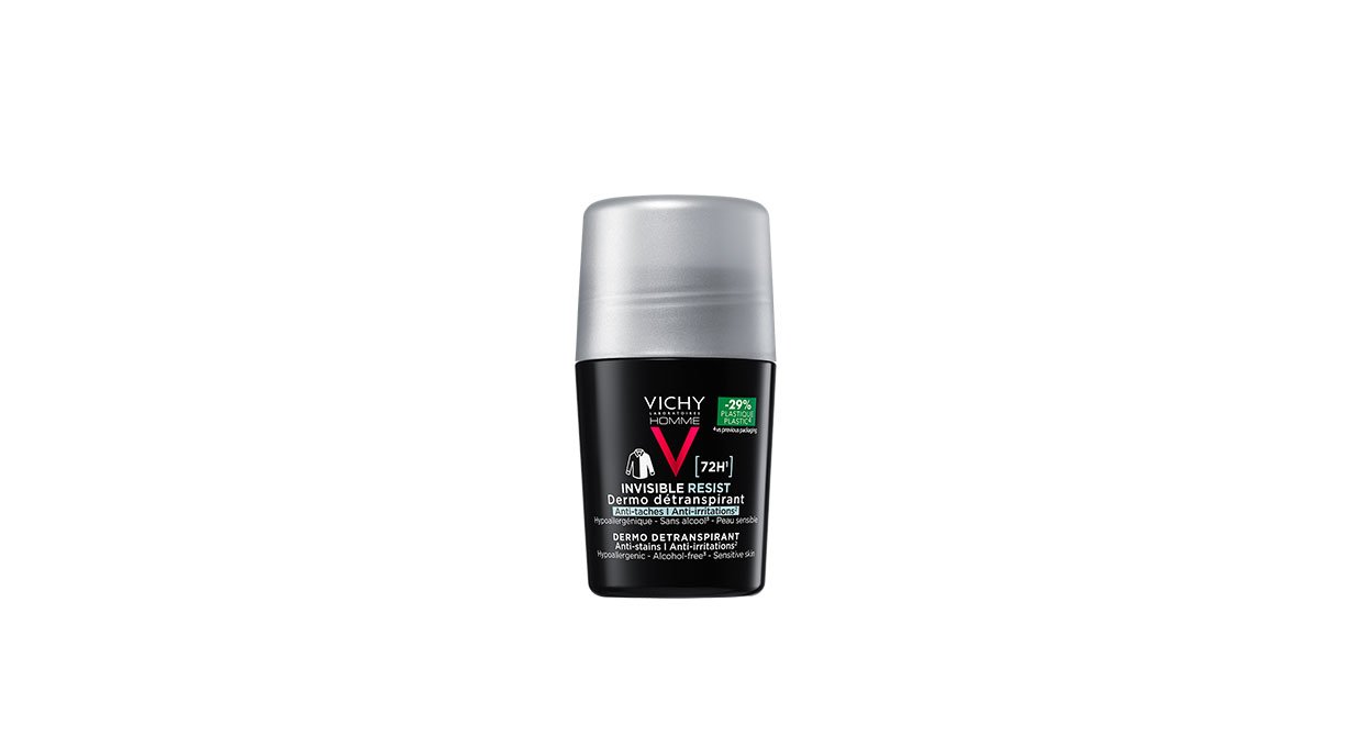 Vichy Homme Antyperspirant Kulka Invisible Resist 72H przeciw śladom