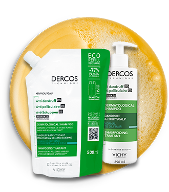 Szampon przeciwłupieżowy Dercos DS od Vichy do włosów normalnych i przetłuszczających się w opakowaniu uzupełniającym refill i klasycznej