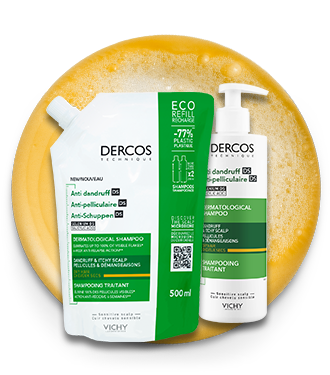 Szampon przeciwłupieżowy Dercos DS od Vichy do włosów suchych w opakowaniu uzupełniającym refill i klasycznej butelce
